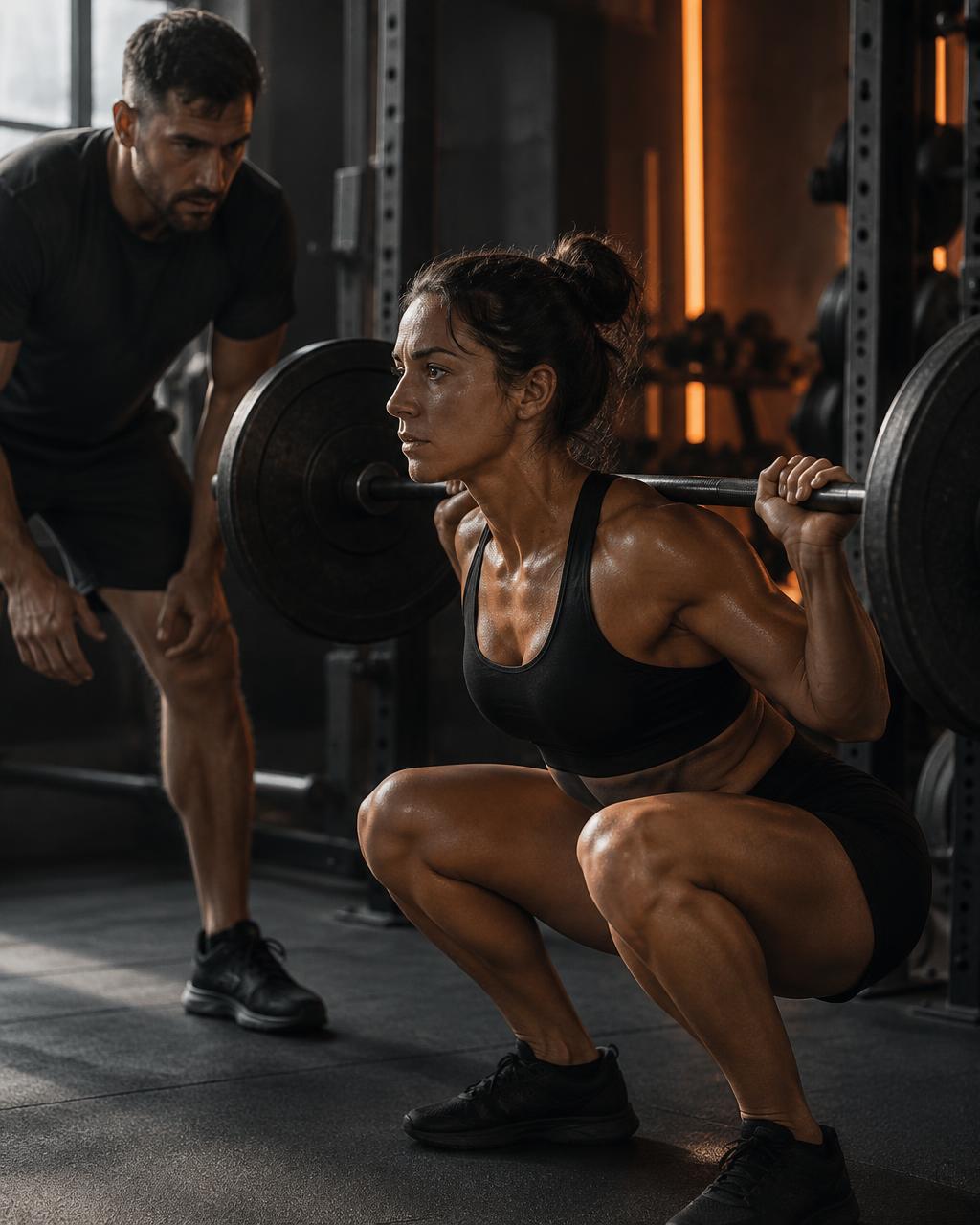 Athletin beim betreuten Krafttraining